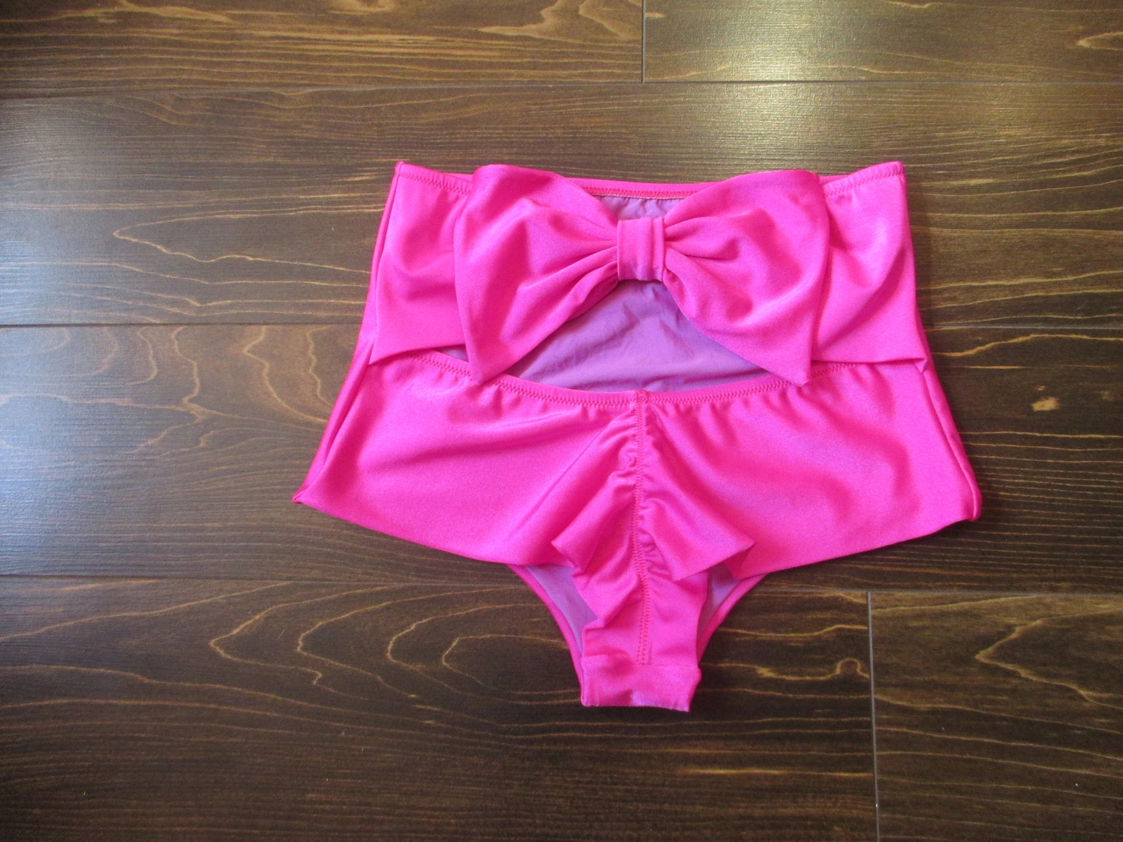 High Waisted Cheeky Bikini Bottoms Pink Bow Bandeau Top With Etsy