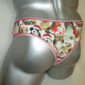 Mens uderwear thong anatomycal brief thong for men Santa Claus dressed dogs print