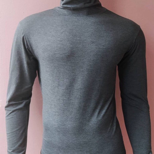 Body à col roulé à manches longues pour hommes, string à ouverture complète, haut sous-vêtements d'hiver