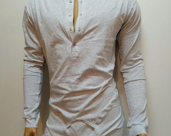 Mens Bodysuit Longsleeve fine cotton jersey underwear for men Whole piece underwear undergarment