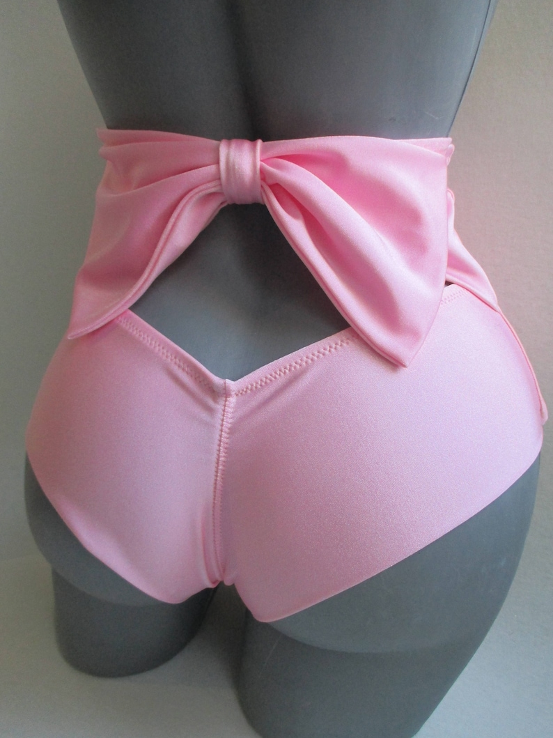 high waist sexy bikini bottoms cheeky brazilian bow back highwaisted swimsuit retro bathingsuit pin up girl vintage style CREATE YOUR OWN Pink