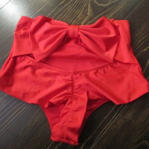 high waist sexy bikini bottoms cheeky brazilian bow back highwaisted swimsuit retro bathingsuit pin up girl vintage style CREATE YOUR OWN Red