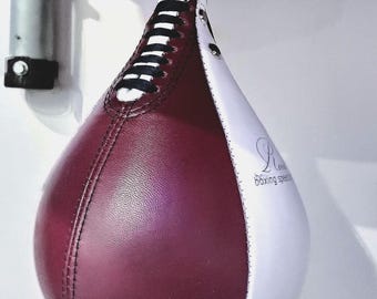 6x9 inches handmade speed bag leather  red and white choose size 7x10 inch or 6.4 x 9.4 inches or smaller size