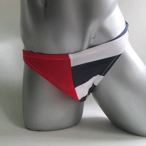 Patriotic mens bikini brief swimwear swim trunks bathing suit beach swimsuit for men sexy swimming costume stripes navy white red bathers