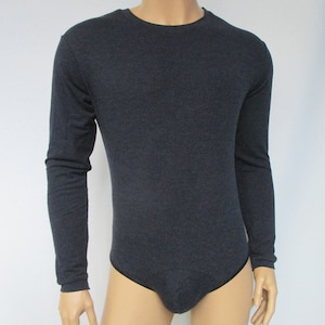 thong bodysuit men long sleeves top ,union suit  fully opening one piece underwear ,double layer thermal underwear , lined body whole piece