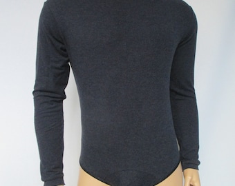 traje de tanga para hombre, top de manga larga, traje de unión, ropa interior de una pieza con apertura total, ropa interior térmica de doble capa, cuerpo forrado, pieza entera