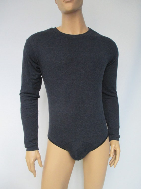 Thong Bodysuit Men Long Sleeves Top ,union Suit Fully Opening One