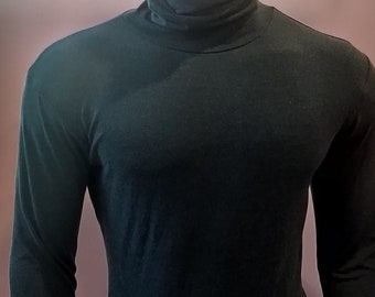 Turtle neck Bodysuit Longsleeve men thong bottom fully opening t-shirt top winter underwear