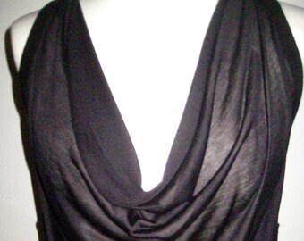 Jean Paul Gaultier # Fuzzi #  black top #waterfall collar # silk +cotton # exc cond # size M