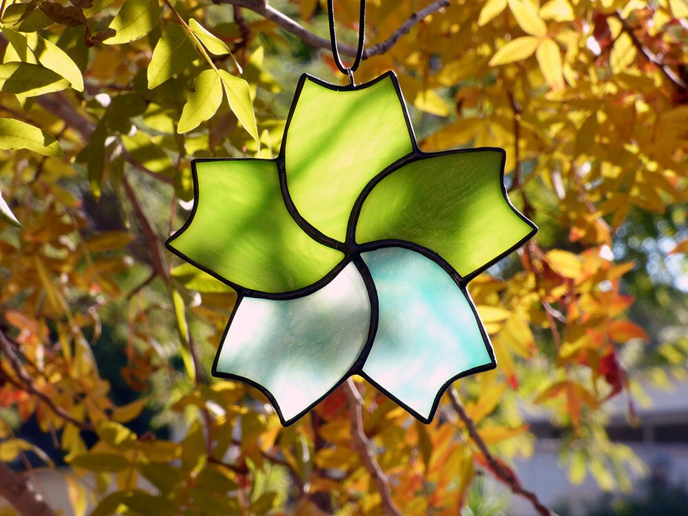 Stained Glass Leaf Leaf Suncatcher Window Hanging Leaf Etsy