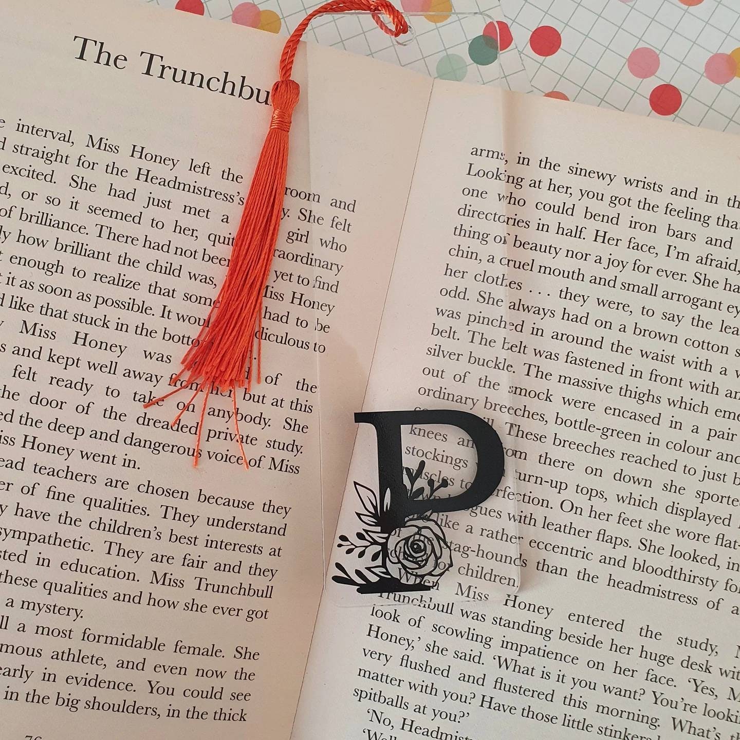 Monogram Bookmark With Floral Design Acrylic Bookmark - Etsy