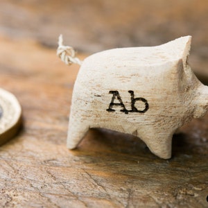 Handmade Hand Carved Natural Little Wooden Pig for Crafts, Home Decor Colouring image 5