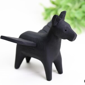 Handmade Black Wooden Angel Horse Wings Collectable Figurine Craft Hand-carved Horses Decoration Home Ornament 4.9 (946)