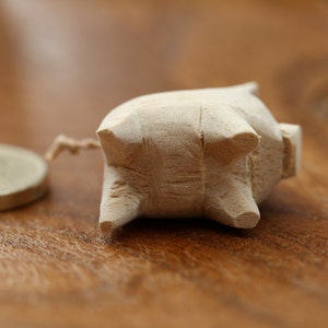 Handmade Hand Carved Natural Little Wooden Pig for Crafts, Home Decor Colouring image 4