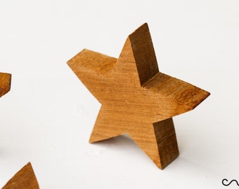 NOVA Estrela de Madeira Maciça Artesanal, Cortada à Mão, Autoportante, Faça Você Mesmo - Estrelas Grossas