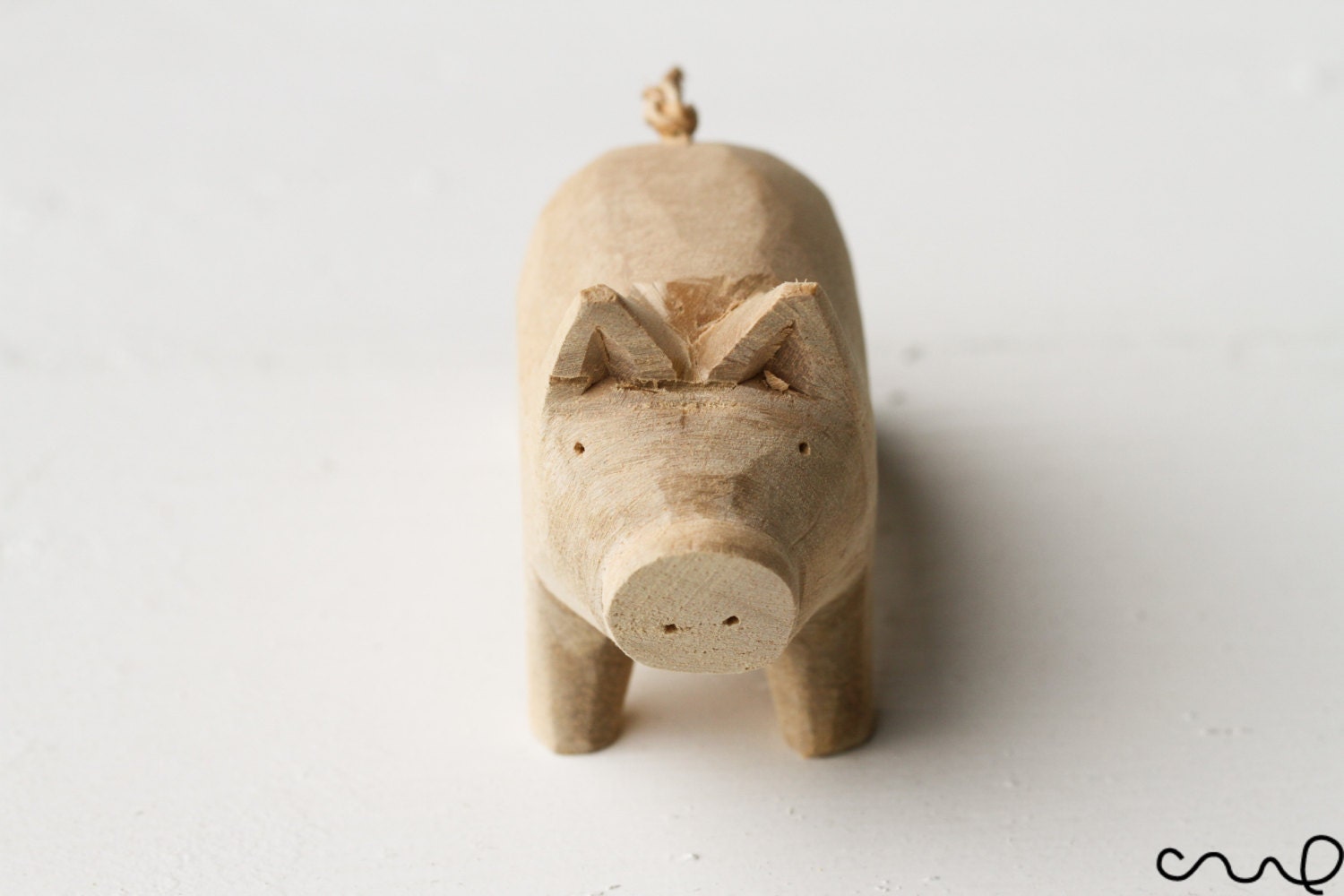 Handcarved Handmade Lovely Wooden Pig Very Cute Animal Figure Etsy