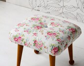 Newly UpholsteredRetro Cath Kidston Floral Fabric Foot Stool Deep Button Country