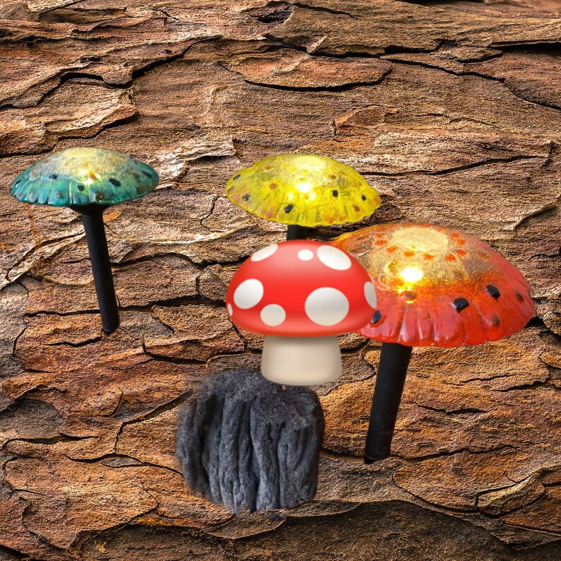 Unique Solar Lights Glass Mushroom Light Fused Glass Mushroom Garden