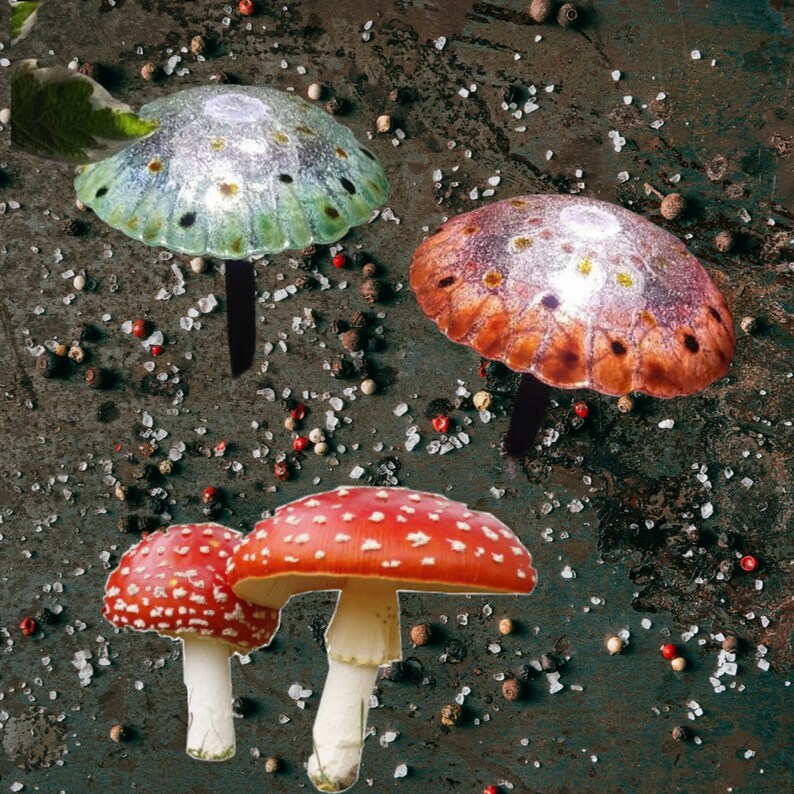 Unique Solar Lights Glass Mushroom Light Fused Glass Mushroom Garden