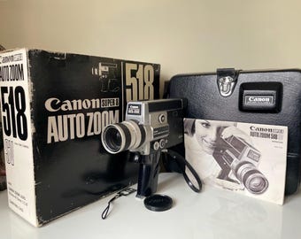 Canon 518 sv auto zoom Super 8 Camera: Film Tested, Working, with Case