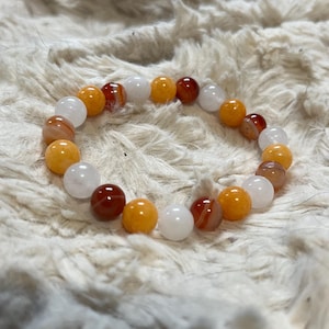 Spiritual Bracelet Wisdom Metaphysical Bracelet Red Agate White Jade Honey Jade Friendship Good Fortune