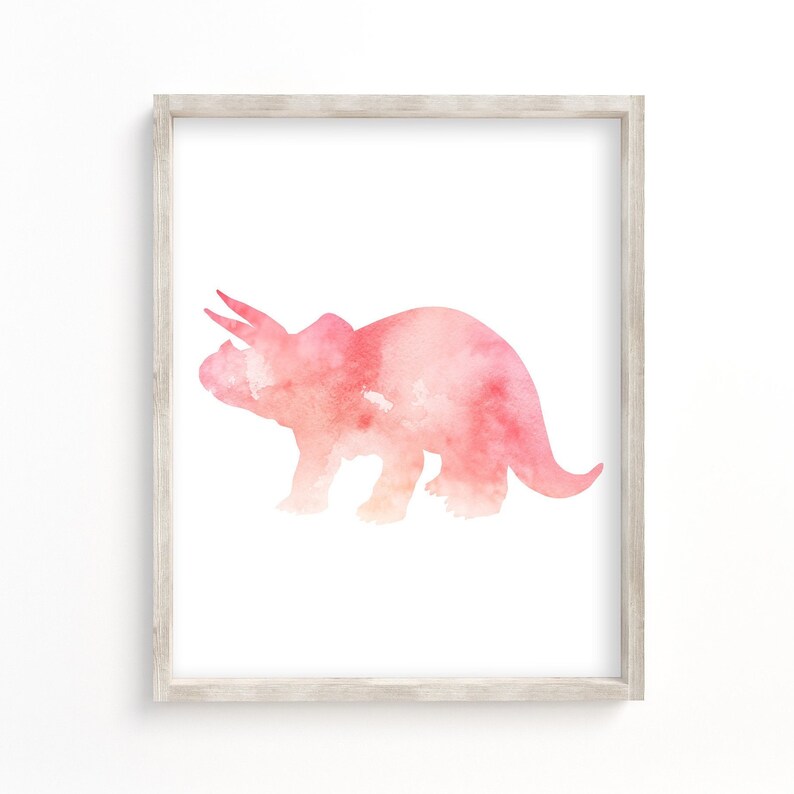 Printable Pink Dinosaur Wall Art Set 3 Dino Printables Etsy