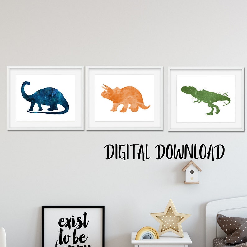 Dinosaur Wall Art Printable Set Etsy