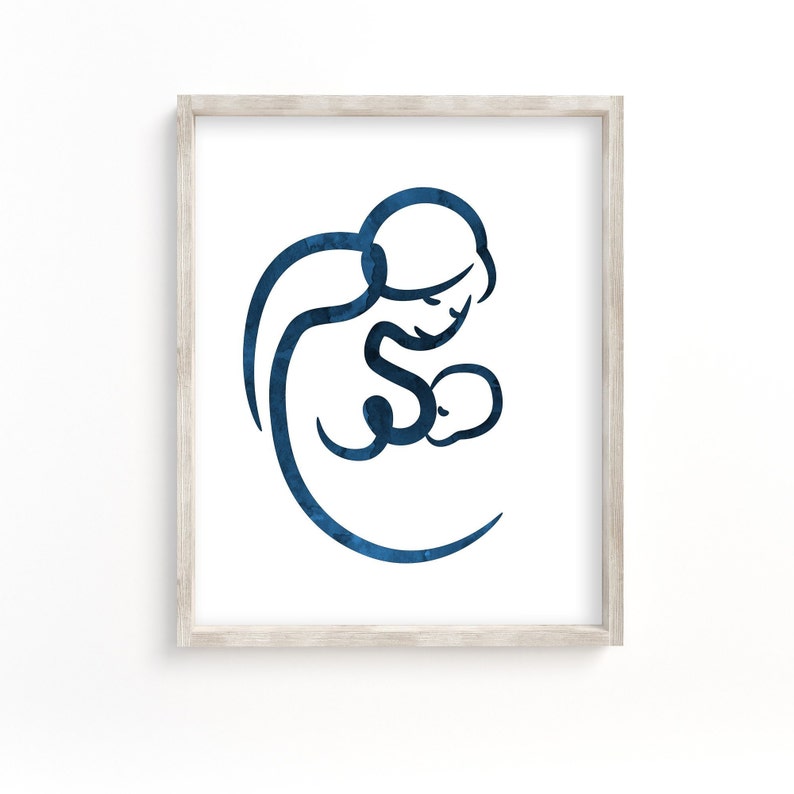 Printable Mother Breastfeeding Child Artwork Set Downloadable image 1