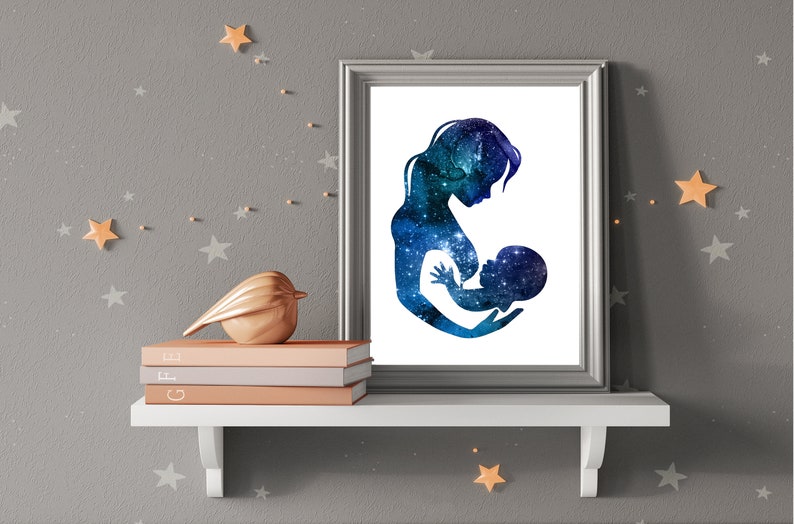 Printable Mom Breastfeeding Watercolor Art Downloadable image 0