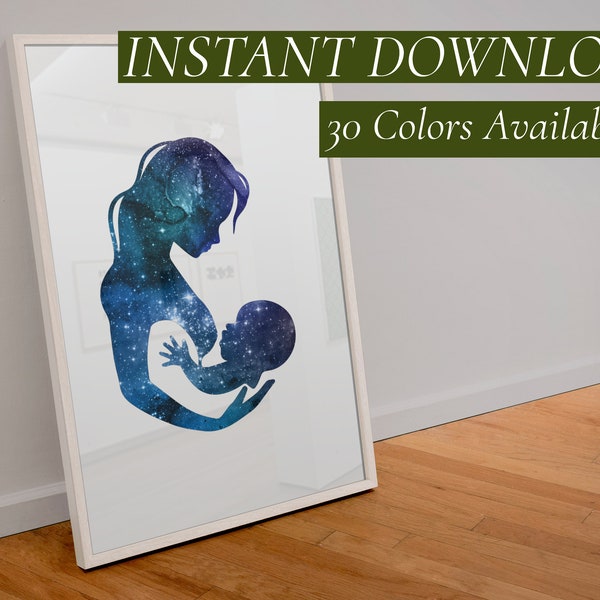 Breastfeeding Art • Printable • Motherhood  • Breast Feeding • Midwife • Downloadable • Pregnancy • Nursing Mothers • Infant • Wall Decor