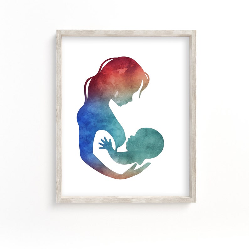 Printable Mother And Baby Breastfeeding Artwork Breastfeeding image 0