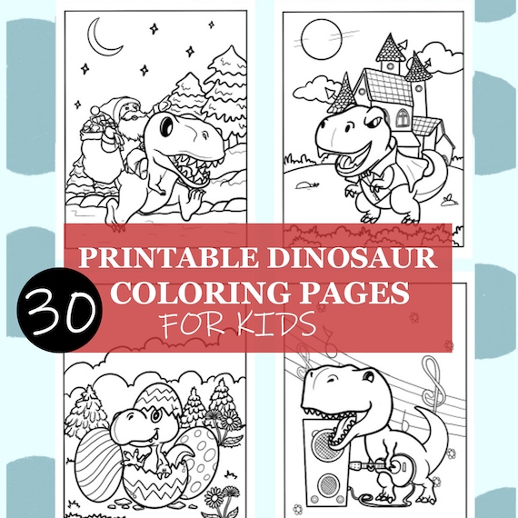 30 PRINTABLE Dinosaur Coloring Pages Digital Download TRex