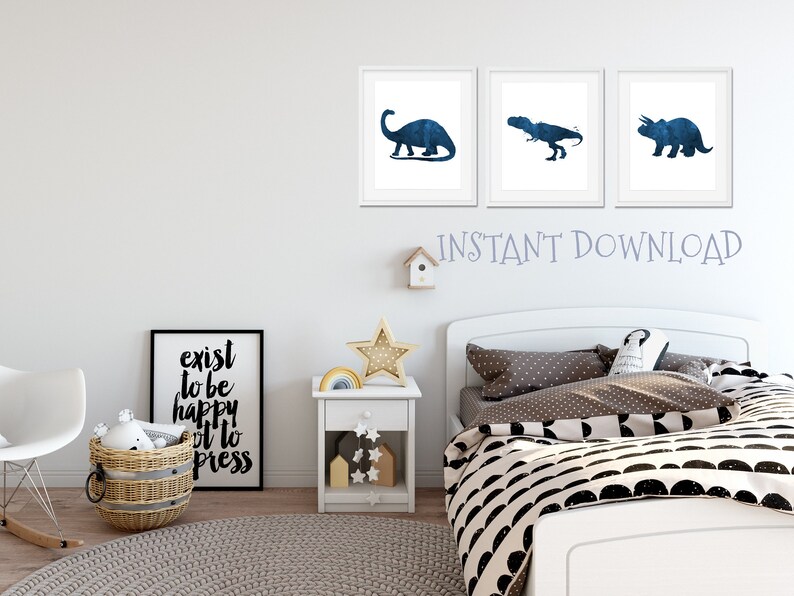 Blue Dinosaur Nursery Decor Navy Blue Boys Bedroom Kids Room - Etsy