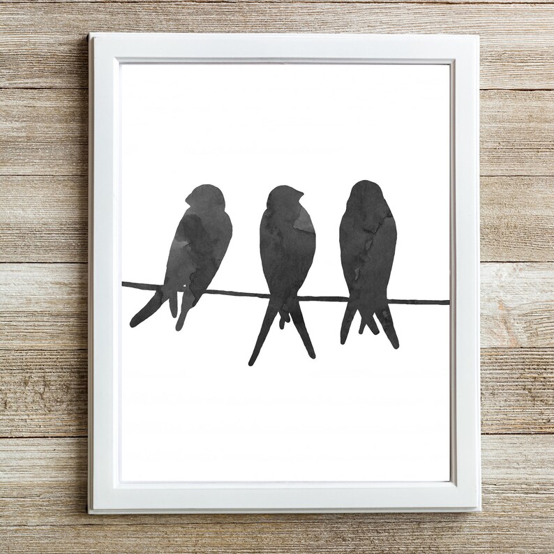 Birds Wall Art Set PRINTABLE Digital Download Black Birds Etsy