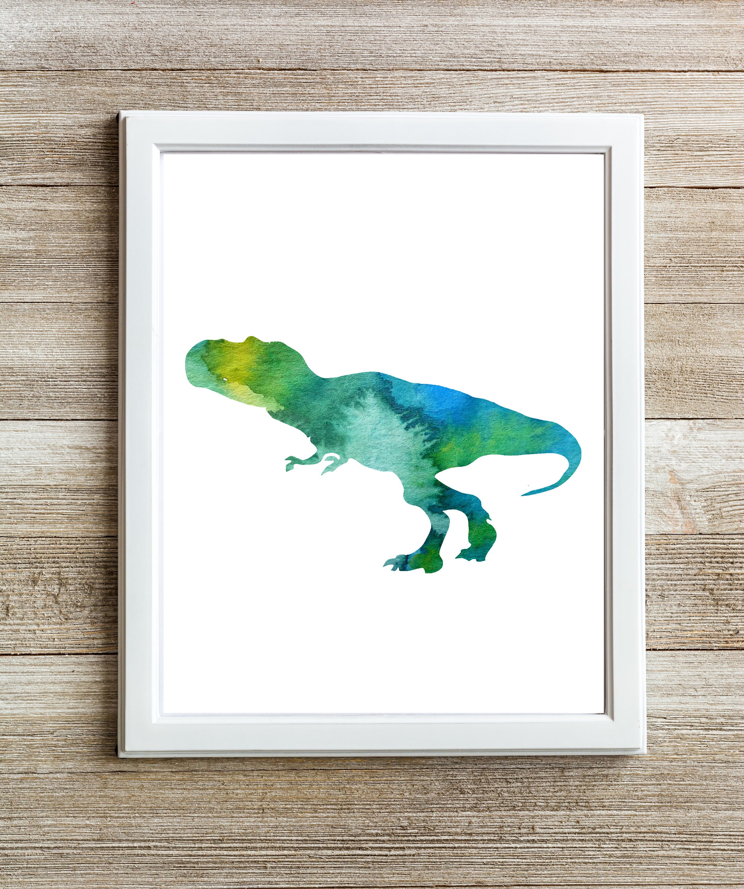 Printable Dinosaur Wall Art Set 4 Dinosaurs Green | Etsy