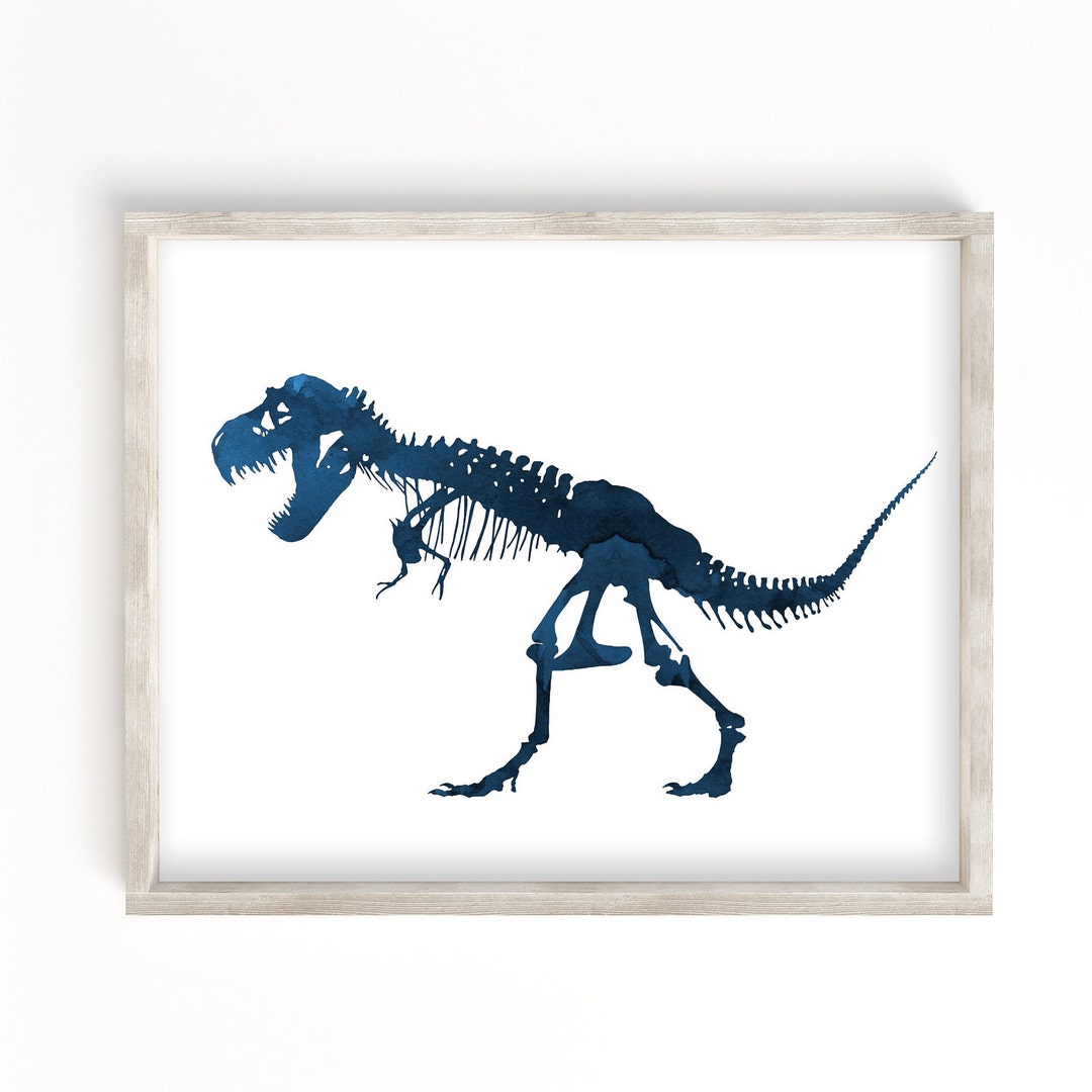 T Rex Wall Art Print, Dinosaur Skeleton, Fossil Art, Digital Prints