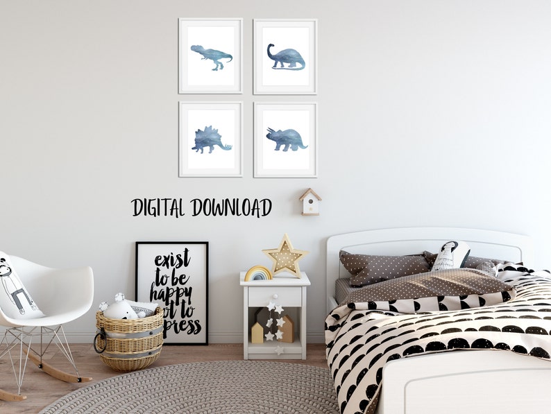 Printable Dinosaur Wall Art Set 16x20 Prints Dinosaurs 11x14 Downloadable For 8x10 Digital Download 4 Dinosaur Printables
