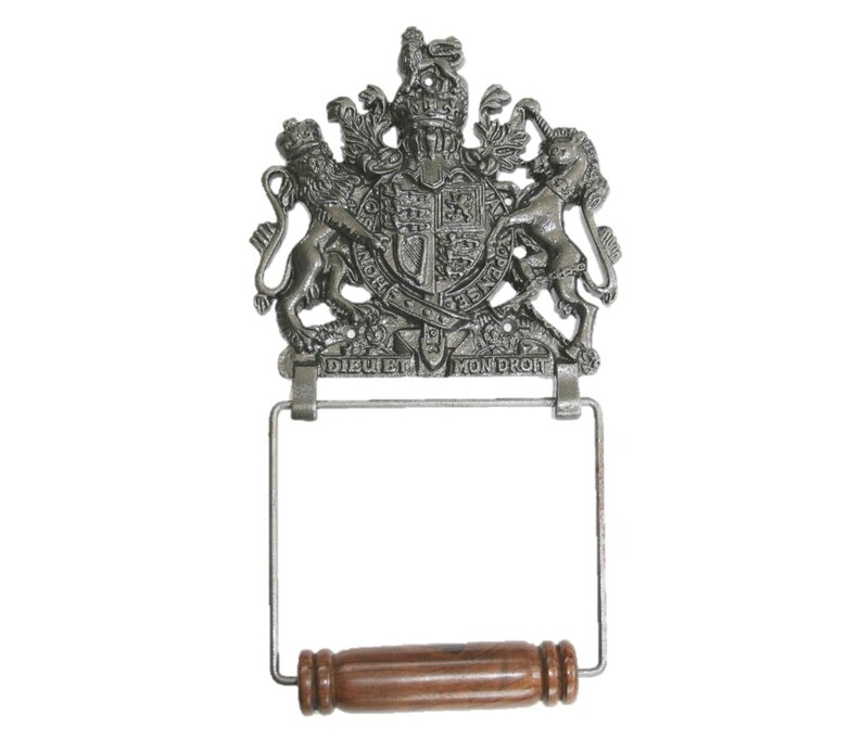 ENGLISH CREST Toilet Roll Holder Cast Iron lion Unicorn Coat Etsy UK