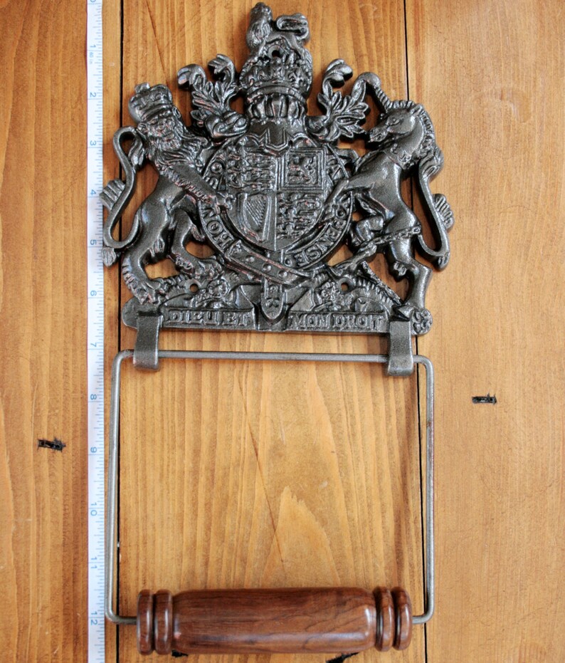 ENGLISH CREST Toilet Roll Holder Cast Iron lion Unicorn Coat Etsy UK
