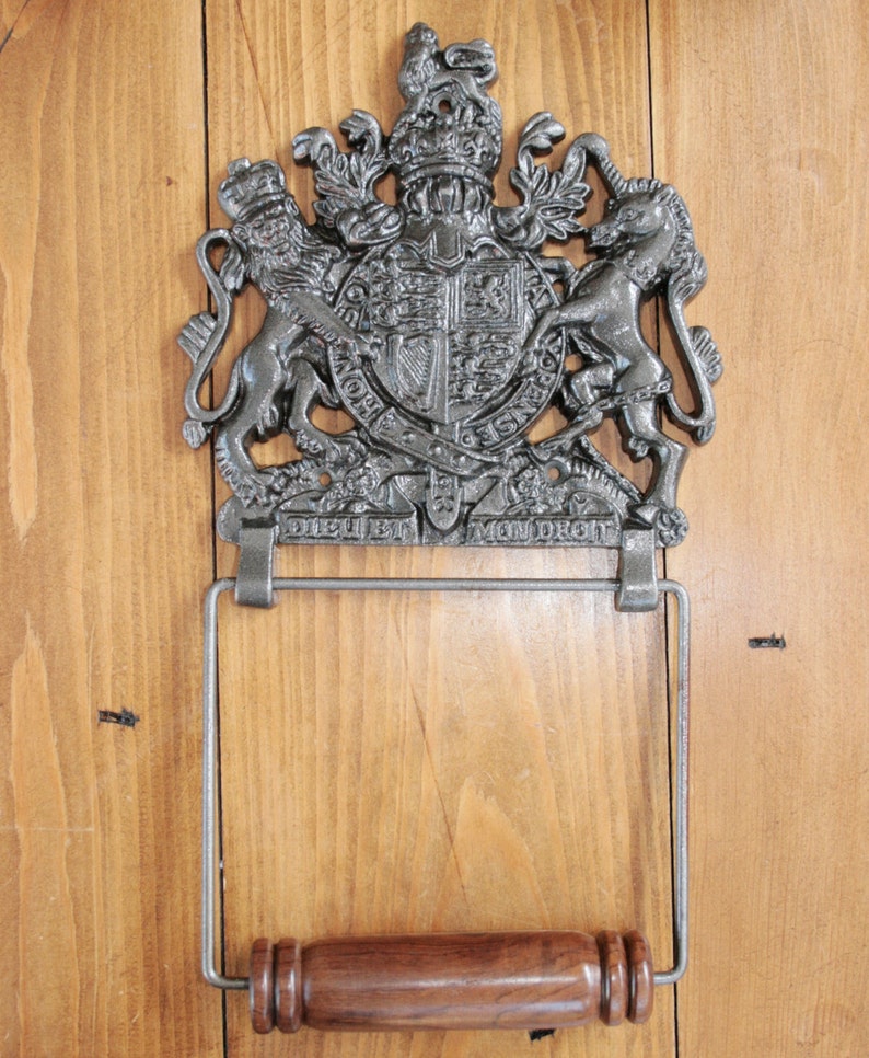 ENGLISH CREST Toilet Roll Holder Cast Iron lion Unicorn Coat Etsy UK