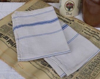 COPPIA Vintage Non Usato Lino Francese torchons Tea asciugamani