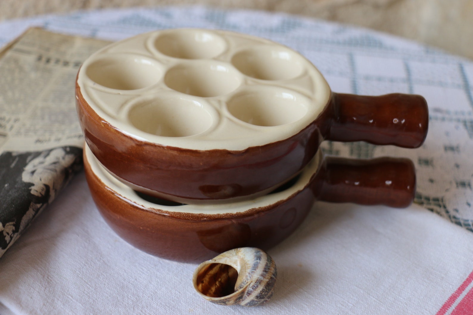 French Vintage Escargot dish. 'Emile Henry' Snail Etsy