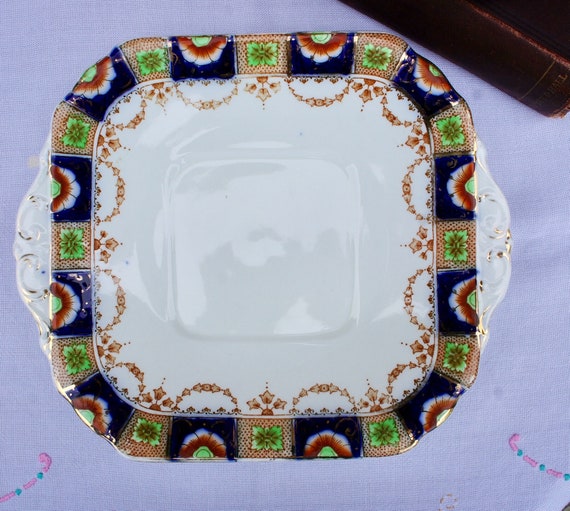 1930/'s Royal Albion China fine bone china sandwich plate Imari design English Tea Party.