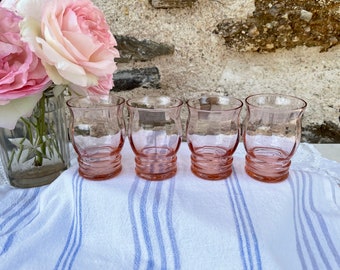 Conjunto de 4 copos vintage rosa vintage café bar chique