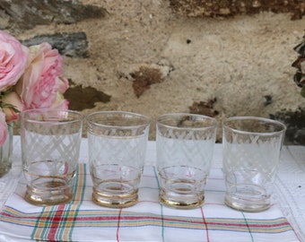 1950's French Vintage White Frosted Tumblers French Vintage Shabby Chic