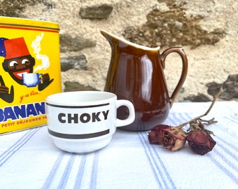 Tazza Choky vintage francese e brocca marrone Chocolat Chaude Café bar vintage francese Chic country francese