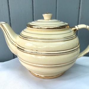 Teiera Sadler Vintage Teiera classica in oro e panna 1930