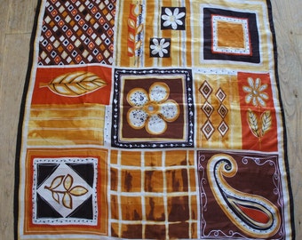 Vintage Silk Scarf: 1980s French Autumn Colors (33" Square)