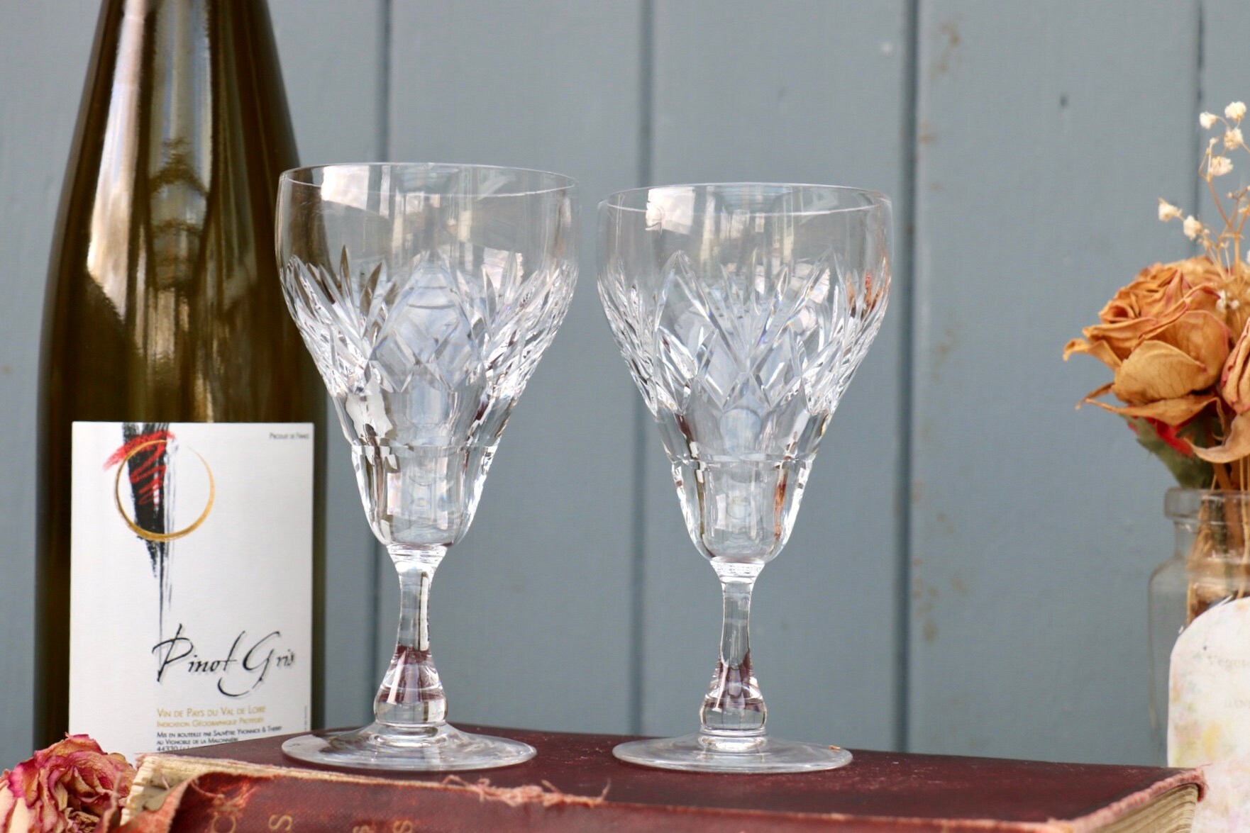 Verre à vin en cristal TUDOR. Verres vintage en cristal