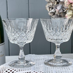 Taças de champanhe vintage em vidro gravado - Conjunto de 2